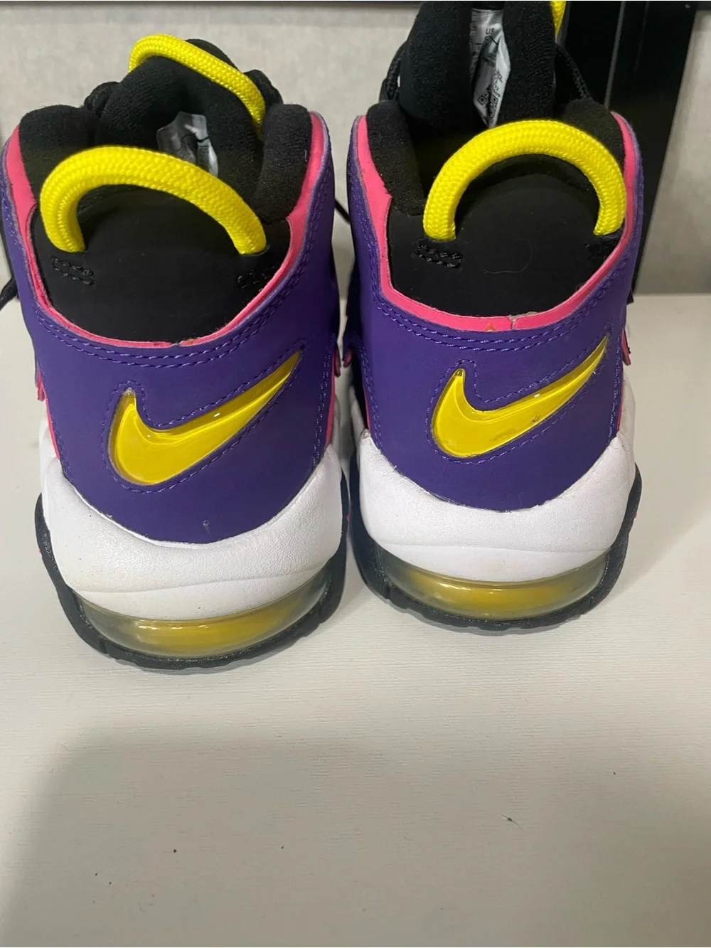 Nike Air More Uptempo GS Purple Yellow Black Youth 5Y Basketball Shoes